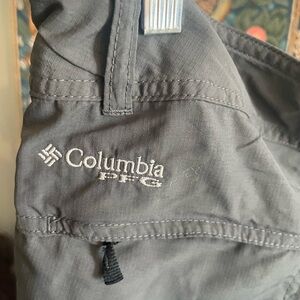 Columbia Gray PFG Outdoor Shorts with Embroidered Logo